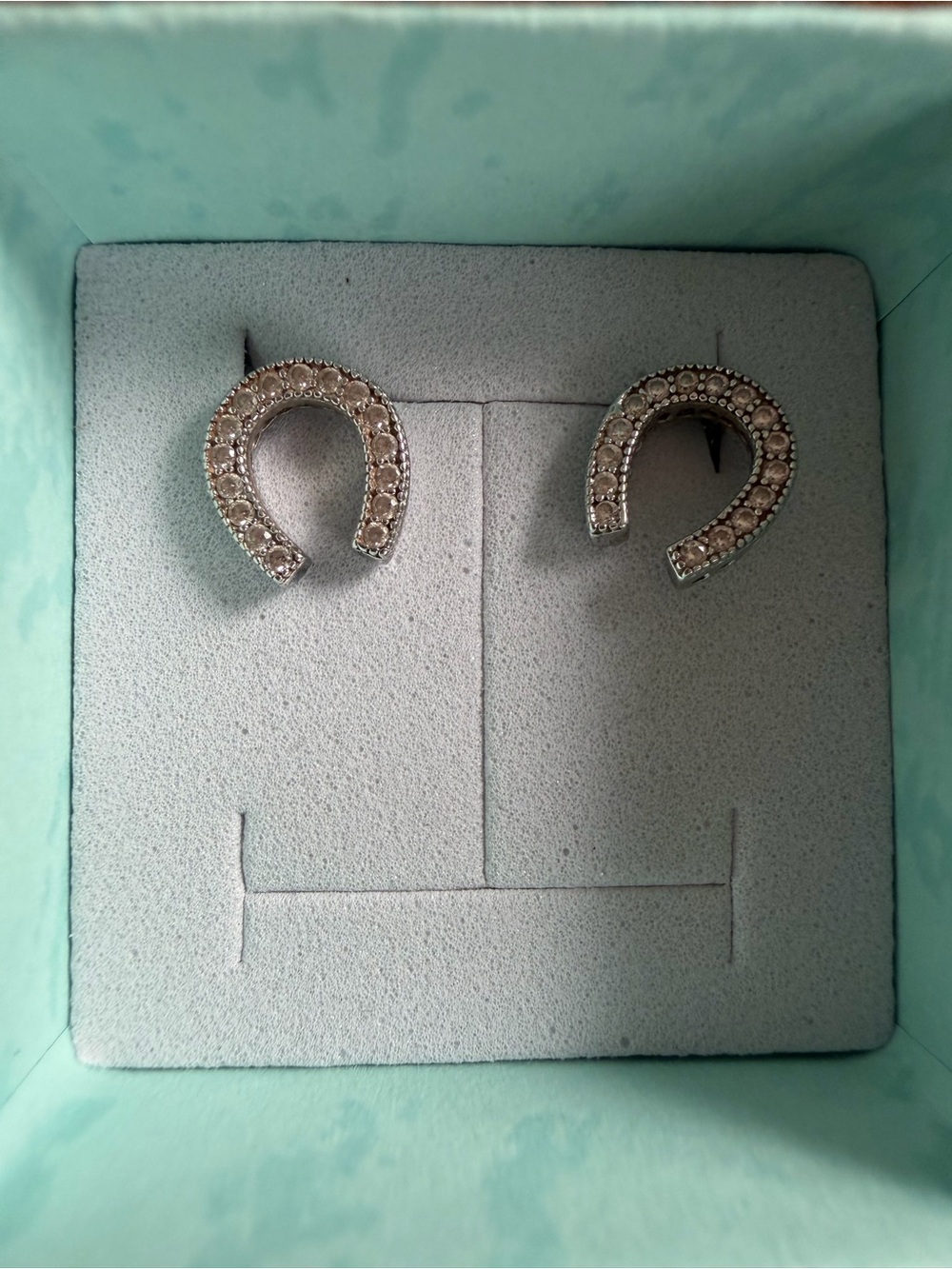 Sterling Silver Crystal Horseshoe Stud Earrings